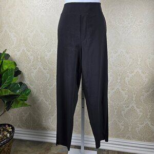 Athleta Sz 12 Black Athletic Pants Elastic Waist Straight Leg Front/Back Pockets